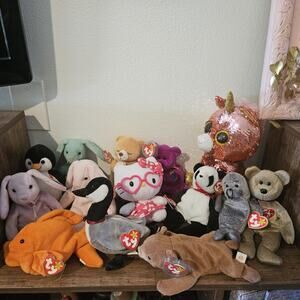 TY Beanie Baby's toy lot Some Vintage Lot. No Paper Tags! 14 Piece Bundle Lot